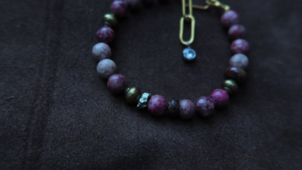 Maifanite & Pyrite Chain Bracelet